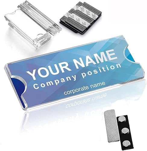Juego de 20 etiquetas magnéticas para nombre, soportes magnéticos para insignias con 3 imanes de neodimio fuertes, cinta adhesiva 3M, soporte de