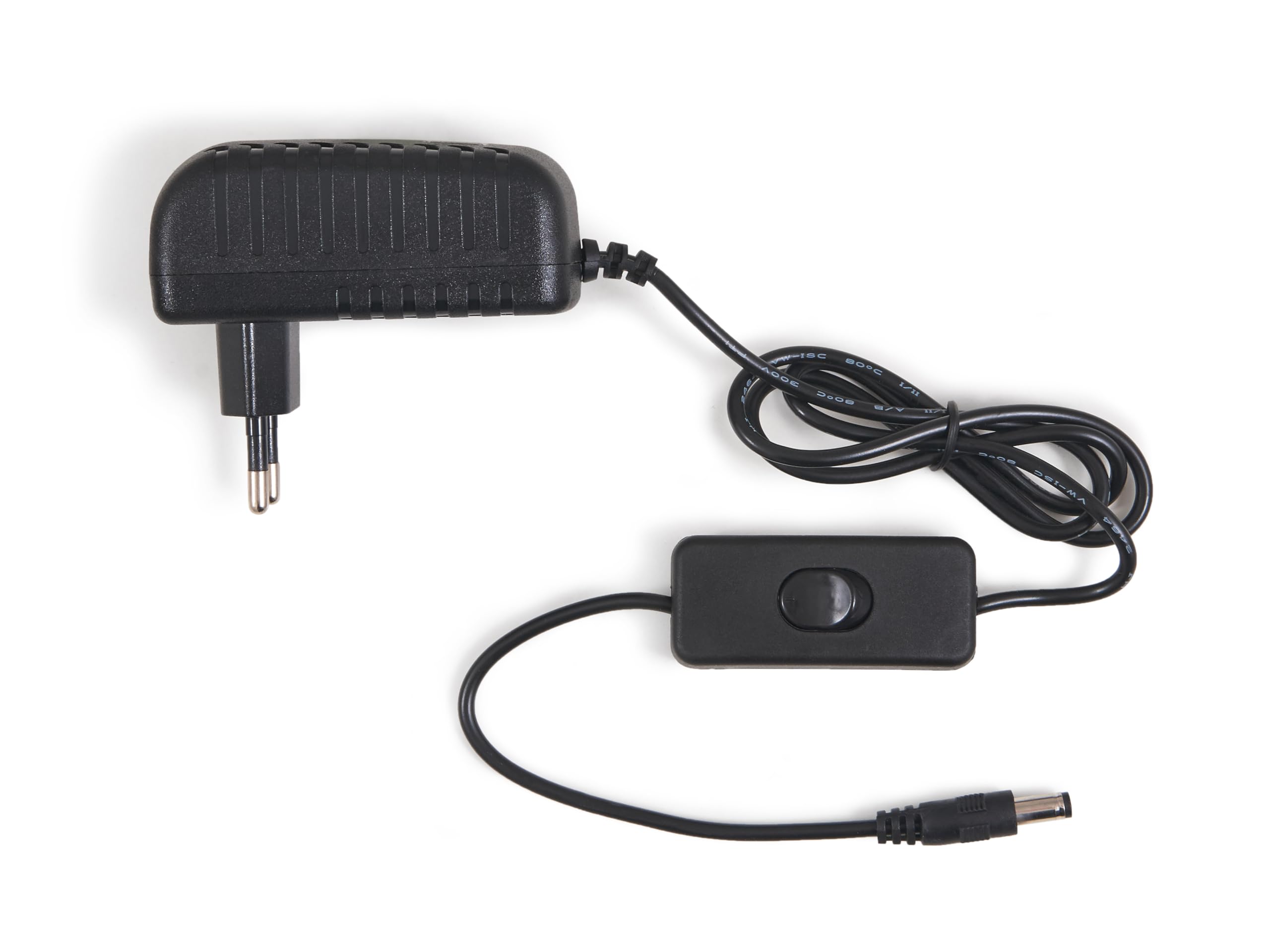Zasilacz Wtyczkowy LED 12V 24W 2A – Z Włącznikiem – Zasilacz do Taśm LED, Sprzętu Audio, Urządzeń Elektronicznych – IP20 – Pasywne Chłodzenie – 82 x 50 x 34 [mm] (Czarny)