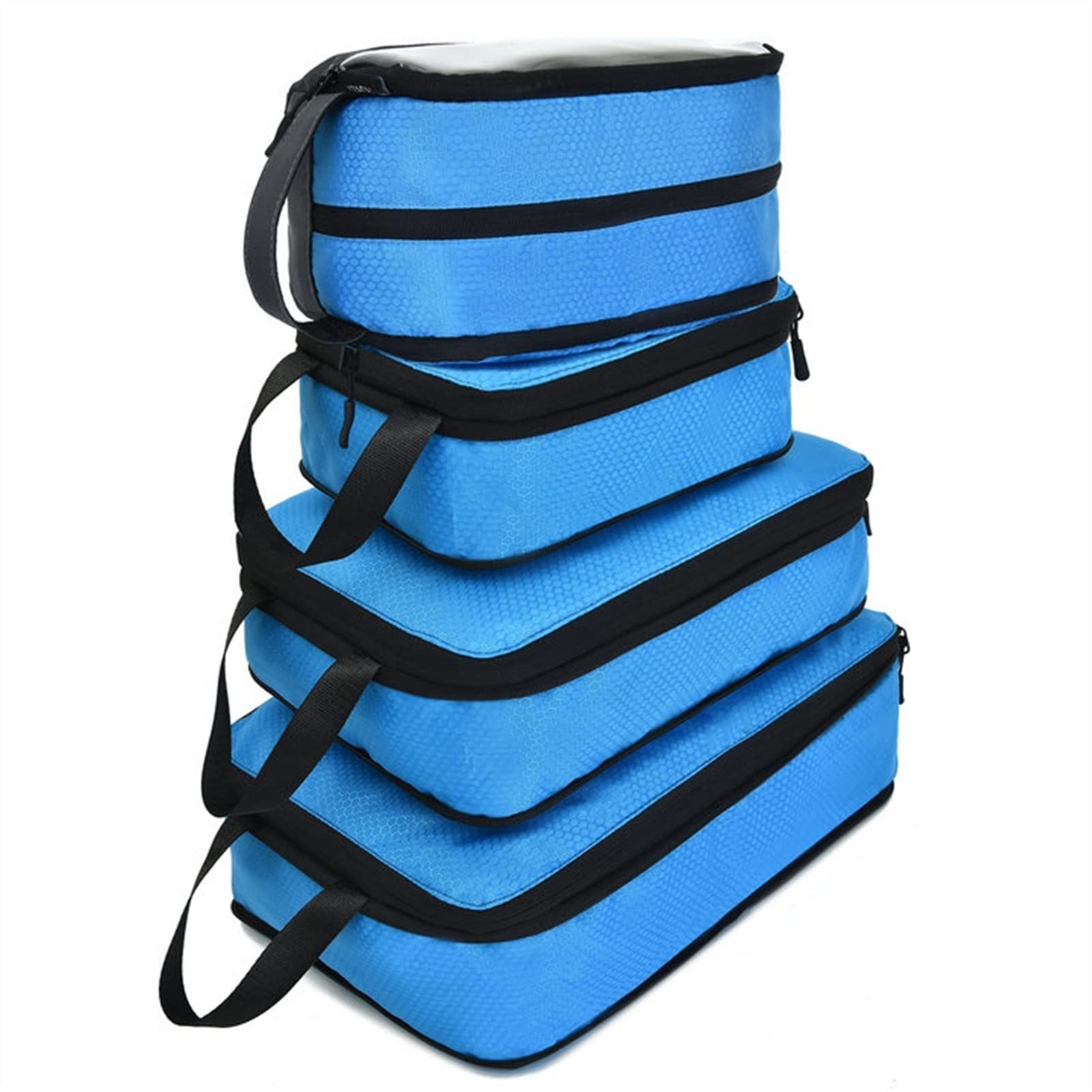 Cubes d'emballage de compression en nylon bleu lot de 4 pièces pour bagages et voyage