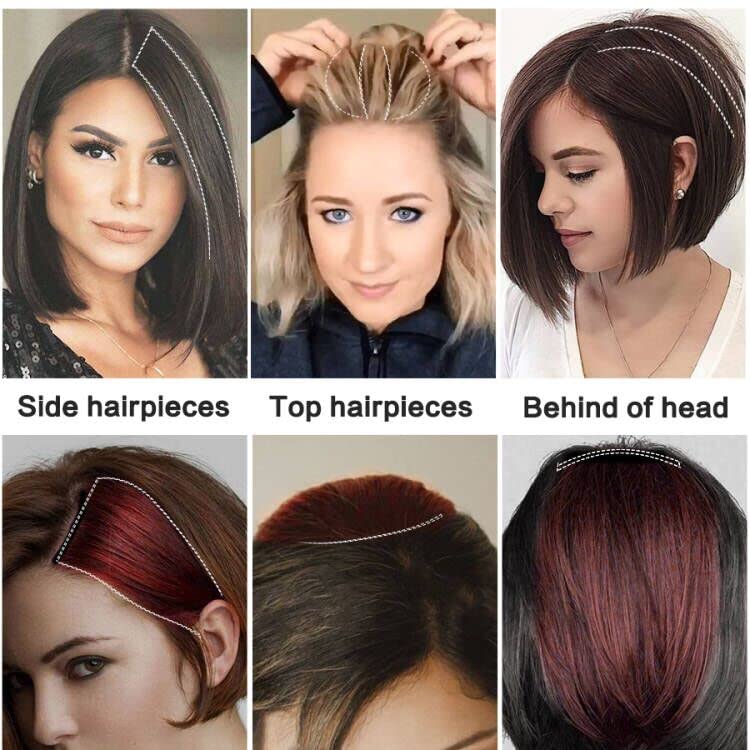 Miniatura 3 de Extensiones de cabello grueso 2 en 1 clip, sintético, sin costuras, añadiendo volumen para adelgazar el cabello de las mujeres - marrón, negro