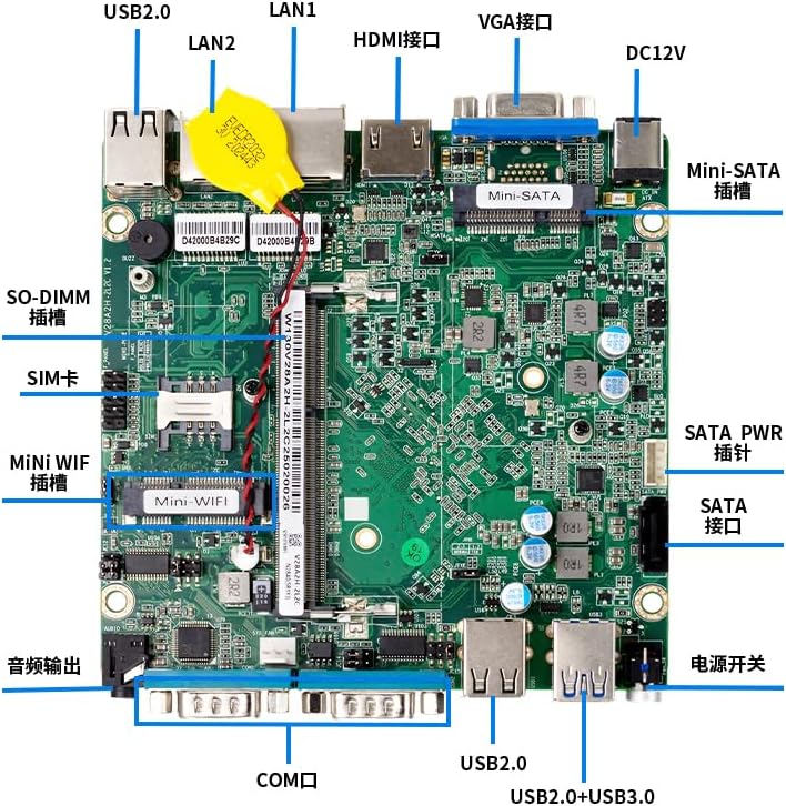 Fanless Mini PC, Industrial PC, Mini Computer Quad Core N2930, 4K HD+VGA, 2Gigabit Ethernet, USB, Mini Desktop PC 2 RS232 COM(Switch to 2 RS485), Win10/Linux,NO RAM NO SSD (NO RAM NO SSD)