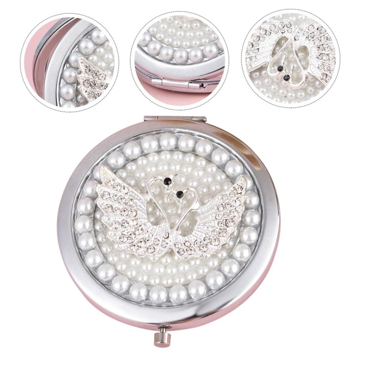 Housoutil 3stücke Doppelseitiger Tragbarer Makeup Spiegel Faltbarer Eleganter Kosmetikspiegel Für Reisen Handspiegel Für Make-up Und Pflege Für Besondere Anlässe Und Unterwegs