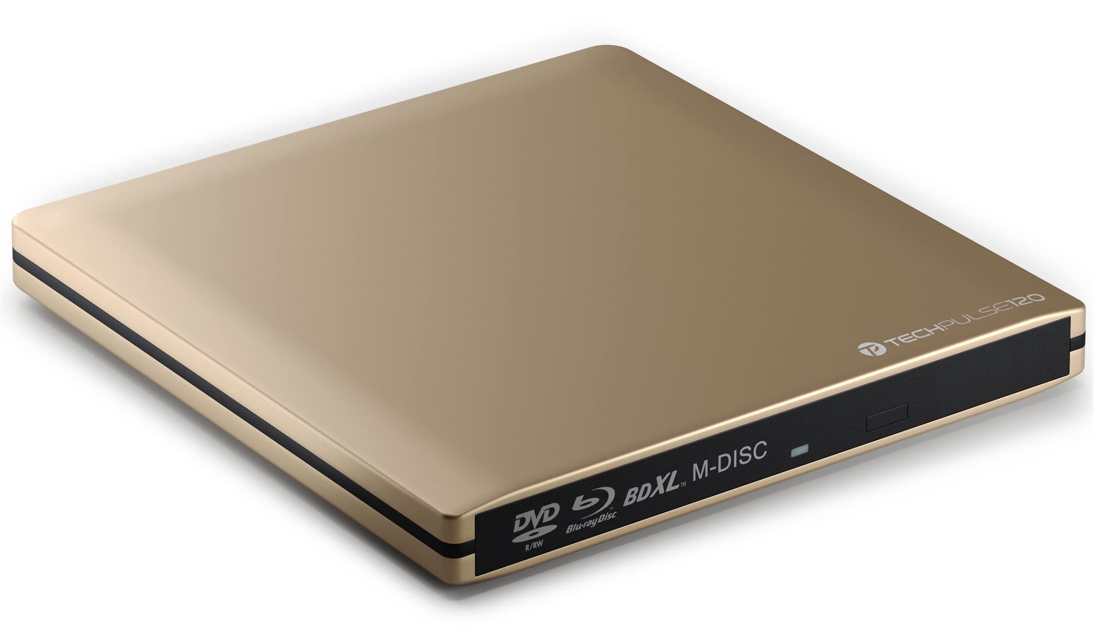 techPulse120 USB 3.0 3D Externer Blu-Ray Brenner Burner M-Disc BDXL Superdrive Blueray Rom Laufwerk BD DVD CD Slim für Computer PC Notebook Ultrabook Windows MacOS Apple iMac MacBook Pro Air Alu Gold