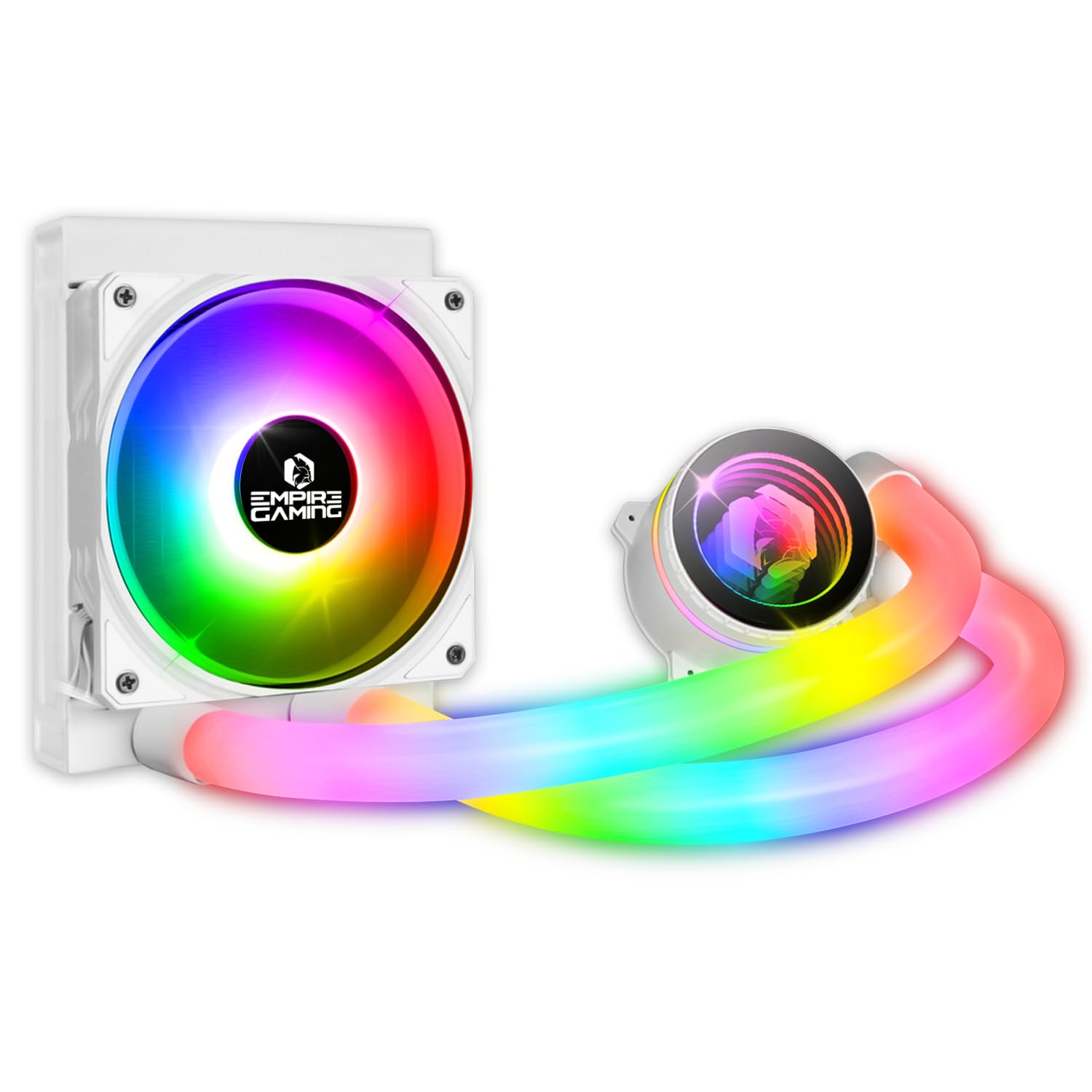 EMPIRE GAMING – Guardian P-W120 Watercooling AIO PC Gamer - Refroidissement de CPU Liquide ARGB 3 Pins 5V - 1x120MM - Intel LGA 1700/1200/115X/1366/2066/2011,AMD AM5/AM4 - Blanc