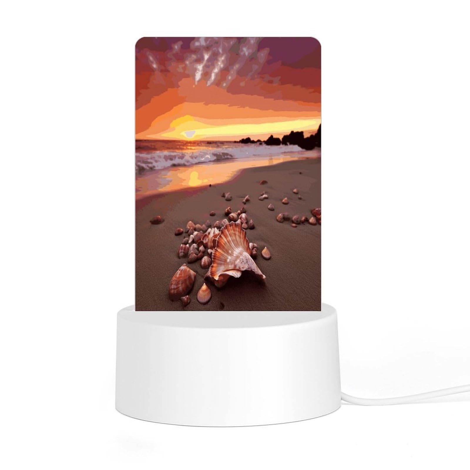 Adfgyerh Style Shell Beach Sunset Night Light Acrylic Material Easy Installation, Home Decor Usb Interface Power Supply, Lamp For Restaurant Bar Cafe Room Decor