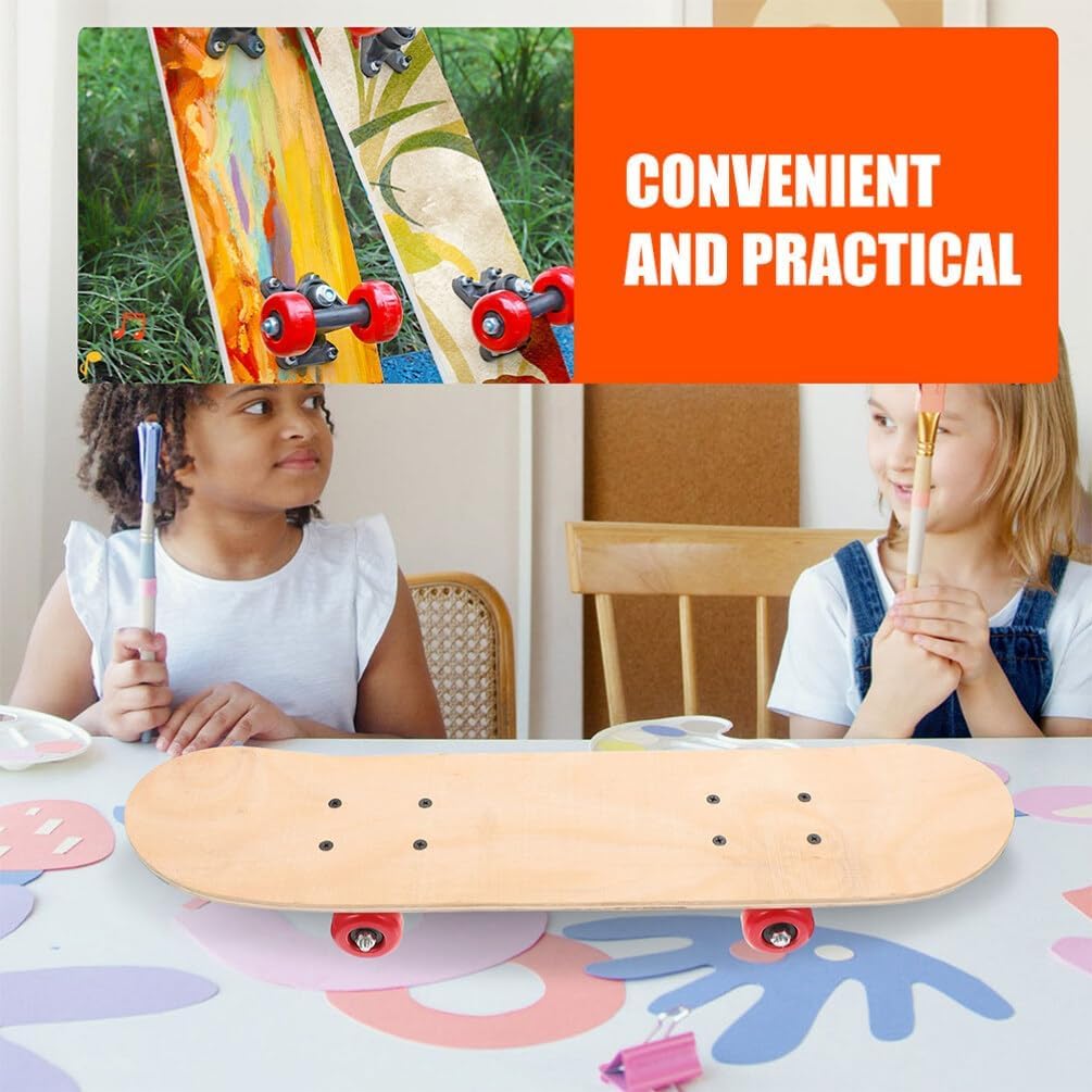 Planche de skateboard vierge en bois brut avec roulettes, 60 x 15 cm, 7 plis, duromètre 100A, roues en polyuréthane, 5 cm