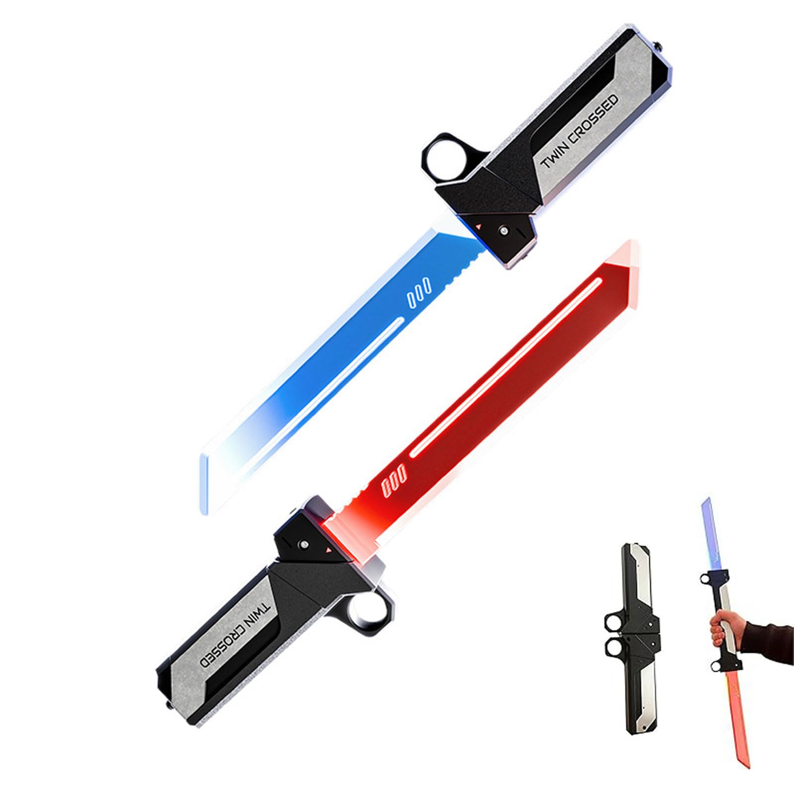 Amazon.co.jp: クールな両刃ライトセーバー 伸縮式 赤 青2色に光る剣