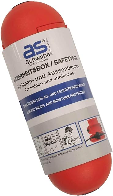 as - Schwabe Sicherheitsbox Sicherheit für Schuko - Stecker und Buchse Zuverlässiger Schutz vor Außeneinwirkungen Hervorragend für den Außenbereich Mit praktischem Aufhänge-Haken Rot I 48707