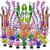 Ameliade Fish Tank Artificial Plastic Plants Decorations Large Aquarium Decor Betta Goldfish Tank Accessories Fish Bowl Ornaments（Colorful）