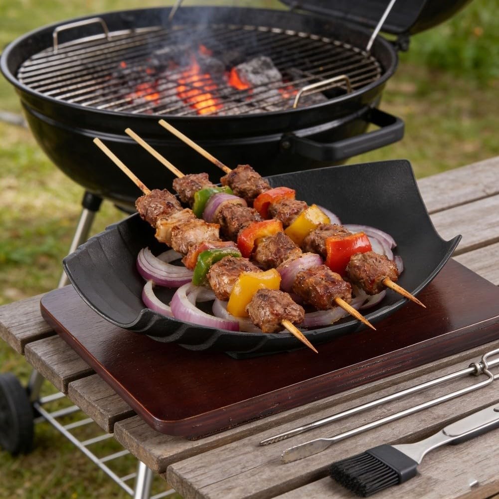 Sartén rectangular para parrilla de hierro fundido, 30 x 19 cm, resistente
