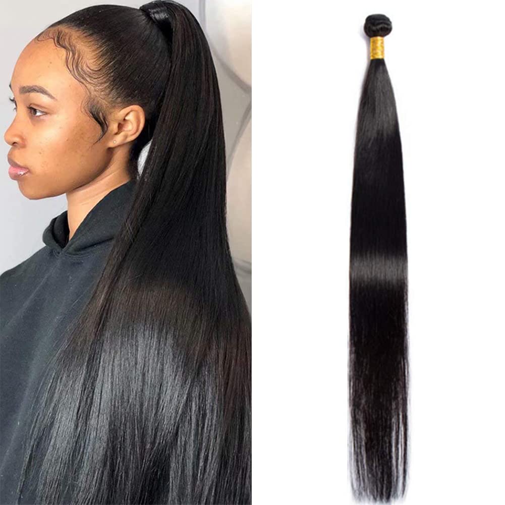 Hair Straight Bundles Human Hair 30 inch Single Bundles 12A Brazilian Straight Hair Bundles Virgin Human Hair Weave One Bundle 100% Unprocessed Human Hair Extensions 1 Bundle