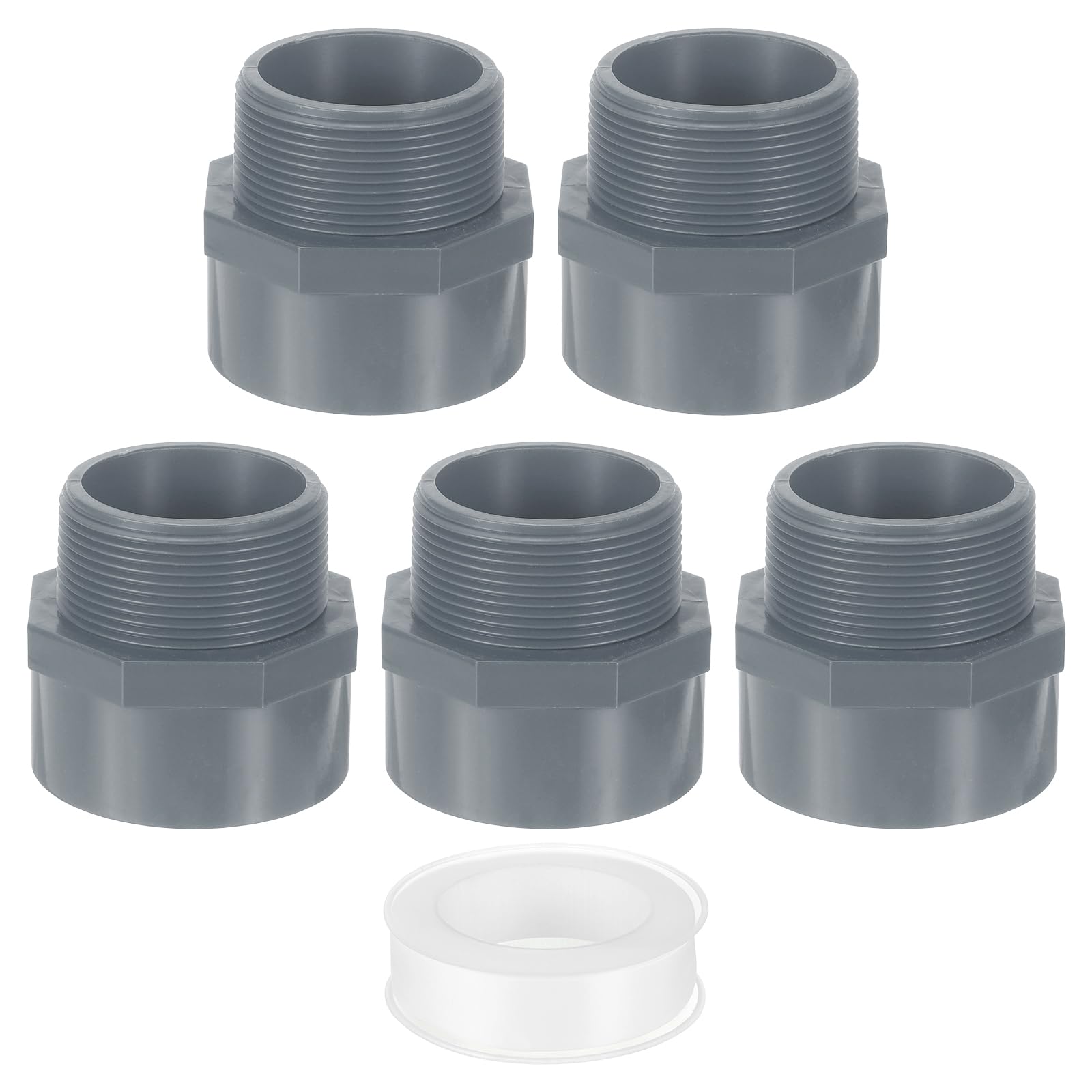 Adaptador de tubería de PVC de 2 pulgadas manguito de 2 vías roscado macho pack de 5 unidades