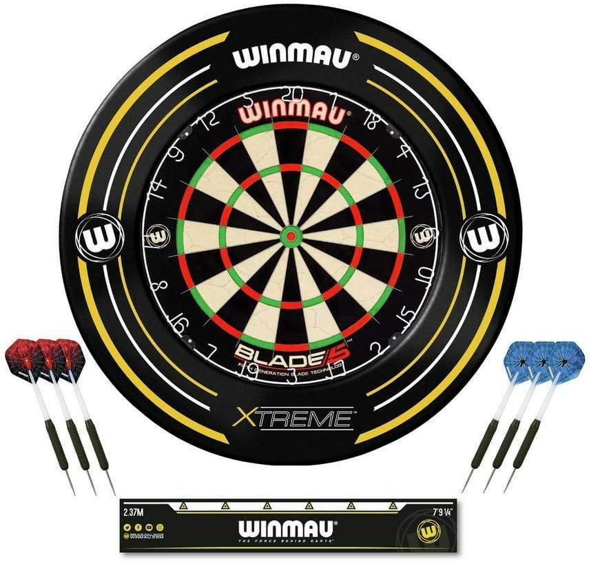 WINMAU Blade 5 Dartboard and Xtreme Surround Set with Darts and Oche
