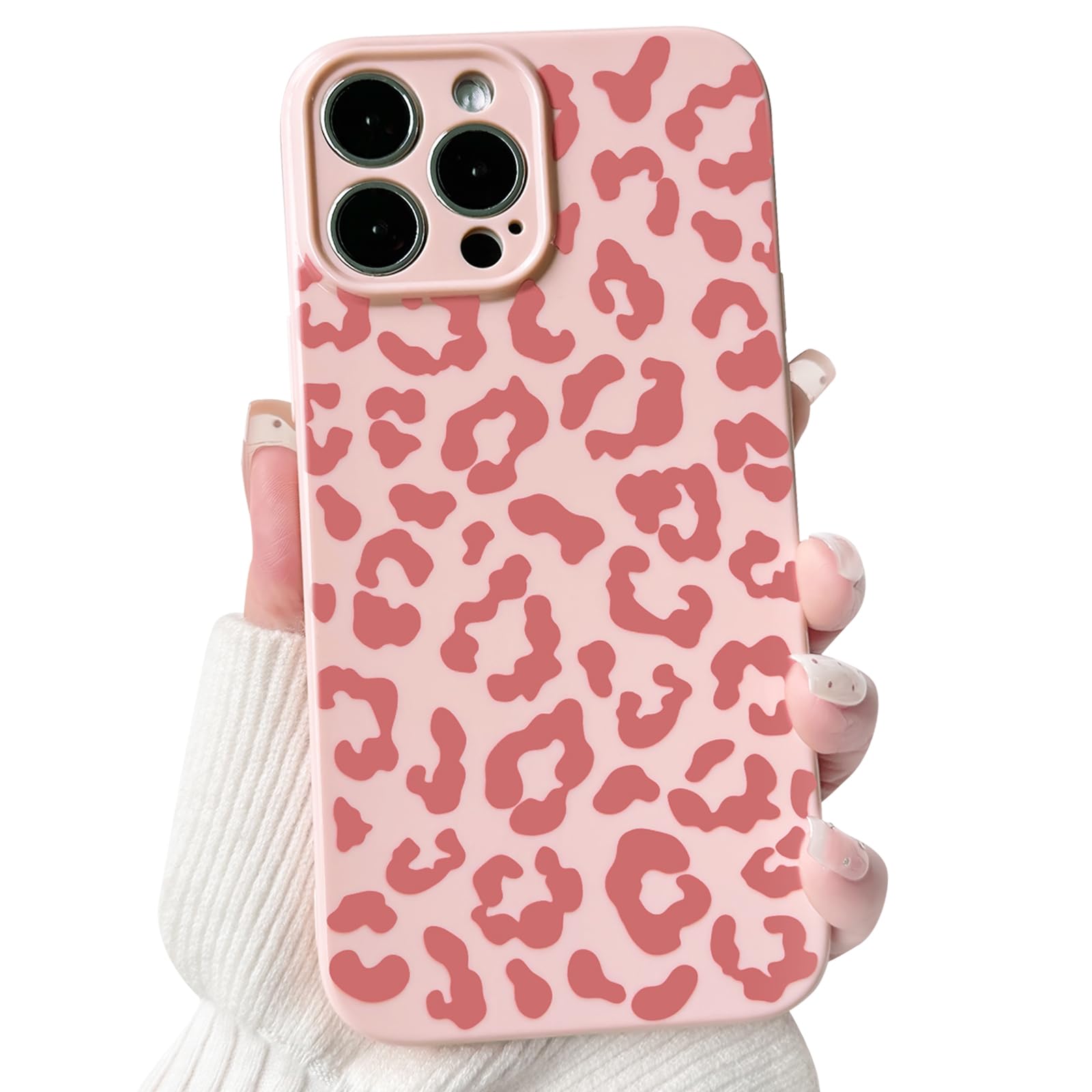 NITITOP Compatible with iPhone 15 Pro Case Aesthetic Cute Leopard Print Pattern for Women Girls Men Trendy Slim Fit TPU Bumper Silicone Shockproof
