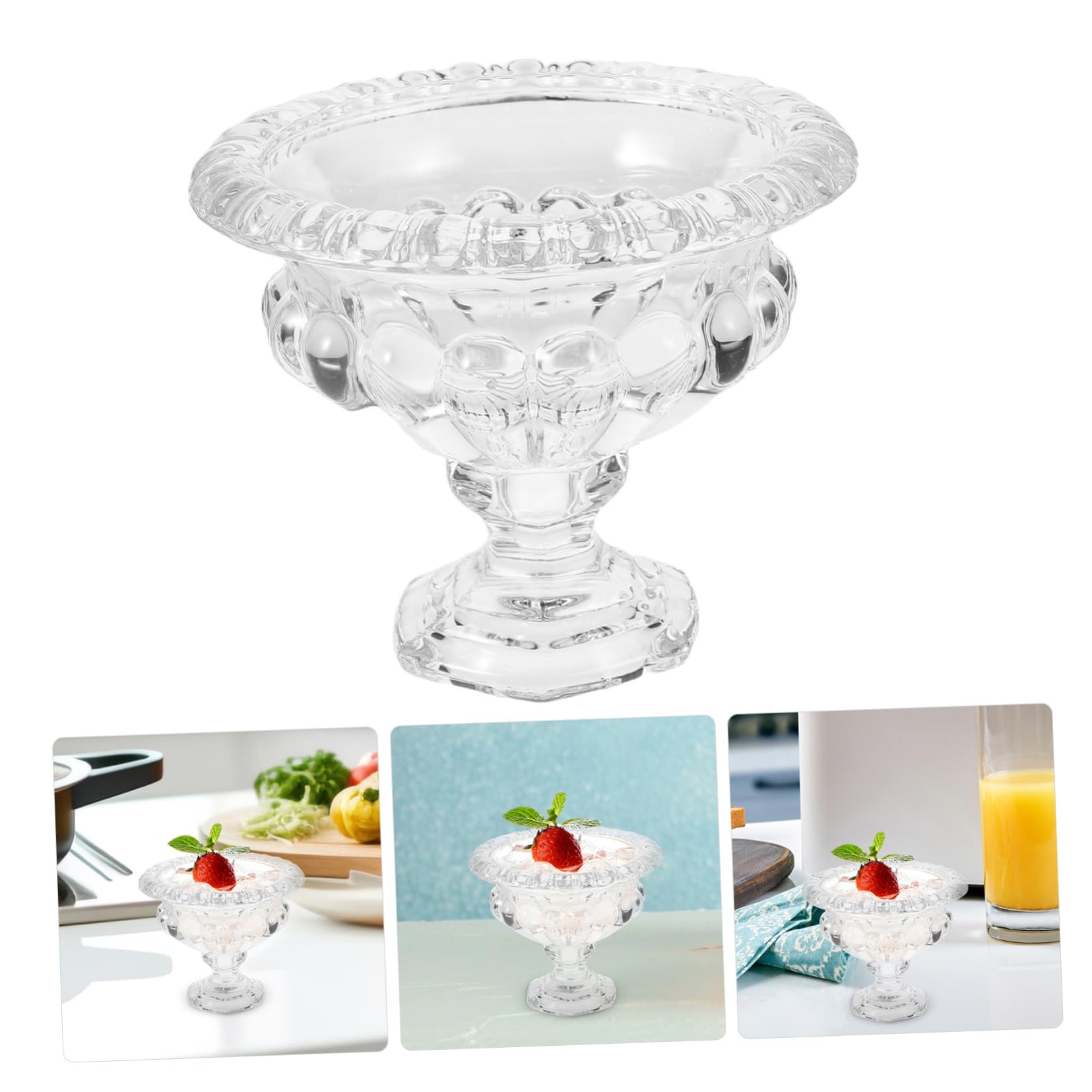 Lurrose Coppe Gelato in Vetro Stile Europeo Base, per Dessert | Atmosfera Estiva, Glass Fruit Bowls, Glass Ice Cream Bowls, Parfait Cups