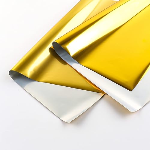 Papel de aluminio dorado de 7.9 x 11.4 in, paquete de 50 hojas de tóner reactivo, papel de aluminio de estampado en caliente por impresora láser y