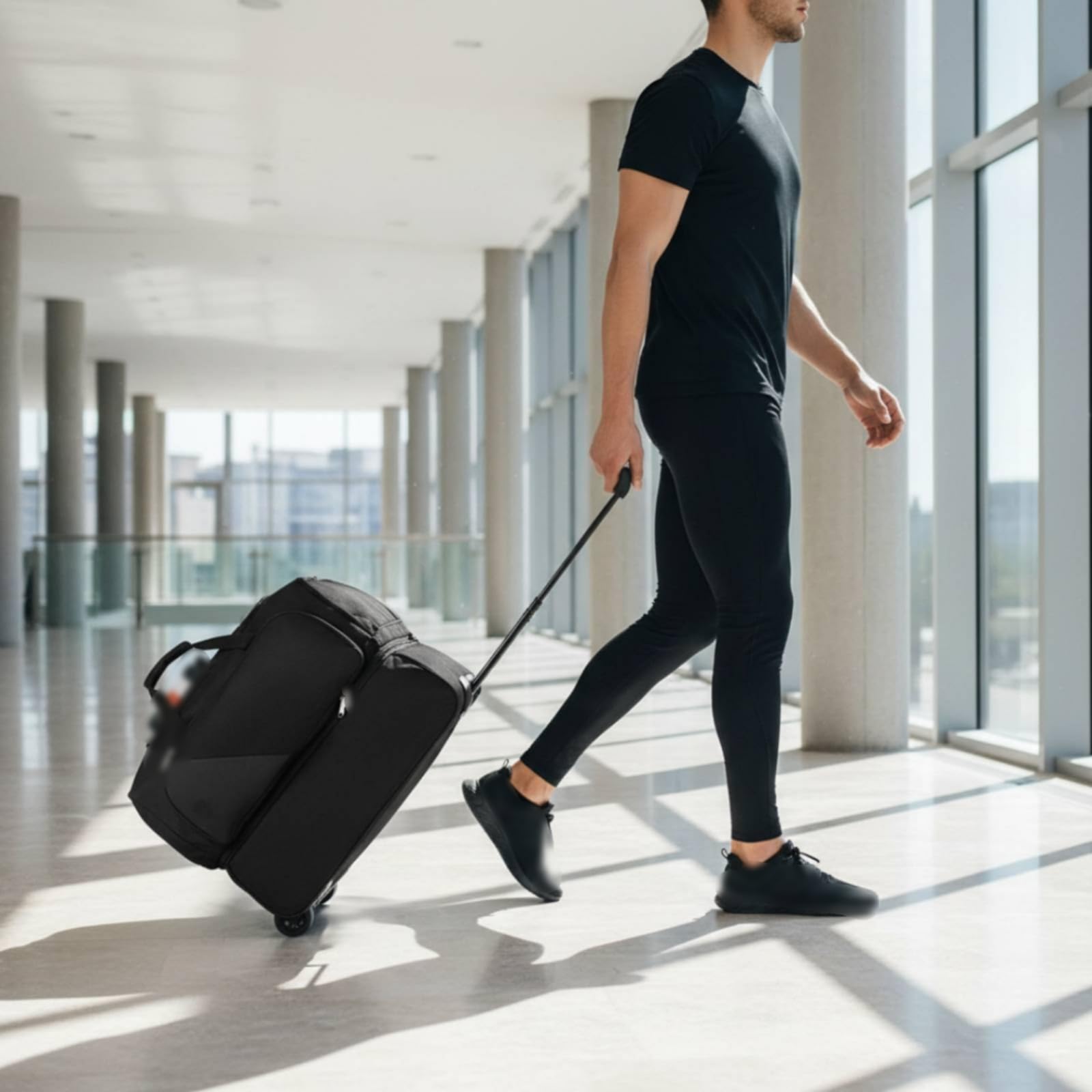 Borsa da Viaggio Sportiva Trolley Borsone Strutturato con Ruote Contenitore Attrezzatura Sacca Palestra in Tessuto Oxford con Manico in Metallo