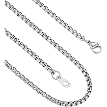 FindChic Stainless Steel Square Box Chain for Men | Silver/Gold/Black Rolo Necklace for Pendant | 2mm/3mm/6mm/8mm Width | No Tarnish, Hypoallergenic Hip Hop Jewelry with Gift Box | 18"-30" Length