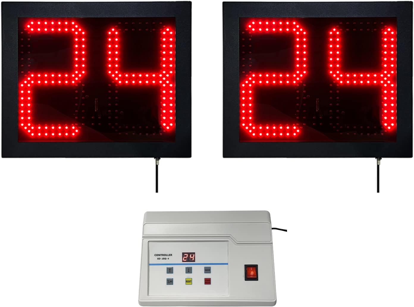 2 Units 14S/24S Basketball Shot Clock & Controller,Support 0-99 Seconds Custom Countdown Timer,Portable Shot Clock with Buzzer,Plug in(Shot Clock)