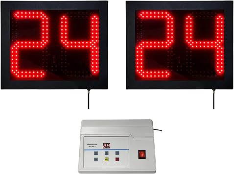 2 Units 14S/24S Basketball Shot Clock & Controller,Support 0-99 Seconds Custom Countdown Timer,Portable Shot Clock with Buzzer,Plug inShot Clock