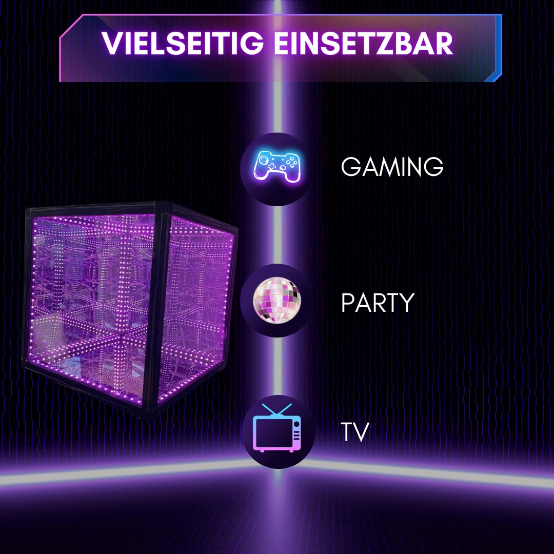 LED Würfel | Infinity RGB Cube - 20 x 20 x 20cm | LED-Lampe | Gaming DEKO | Gaming - Beleuchtung | Beleuchtung mit Musikerkennung