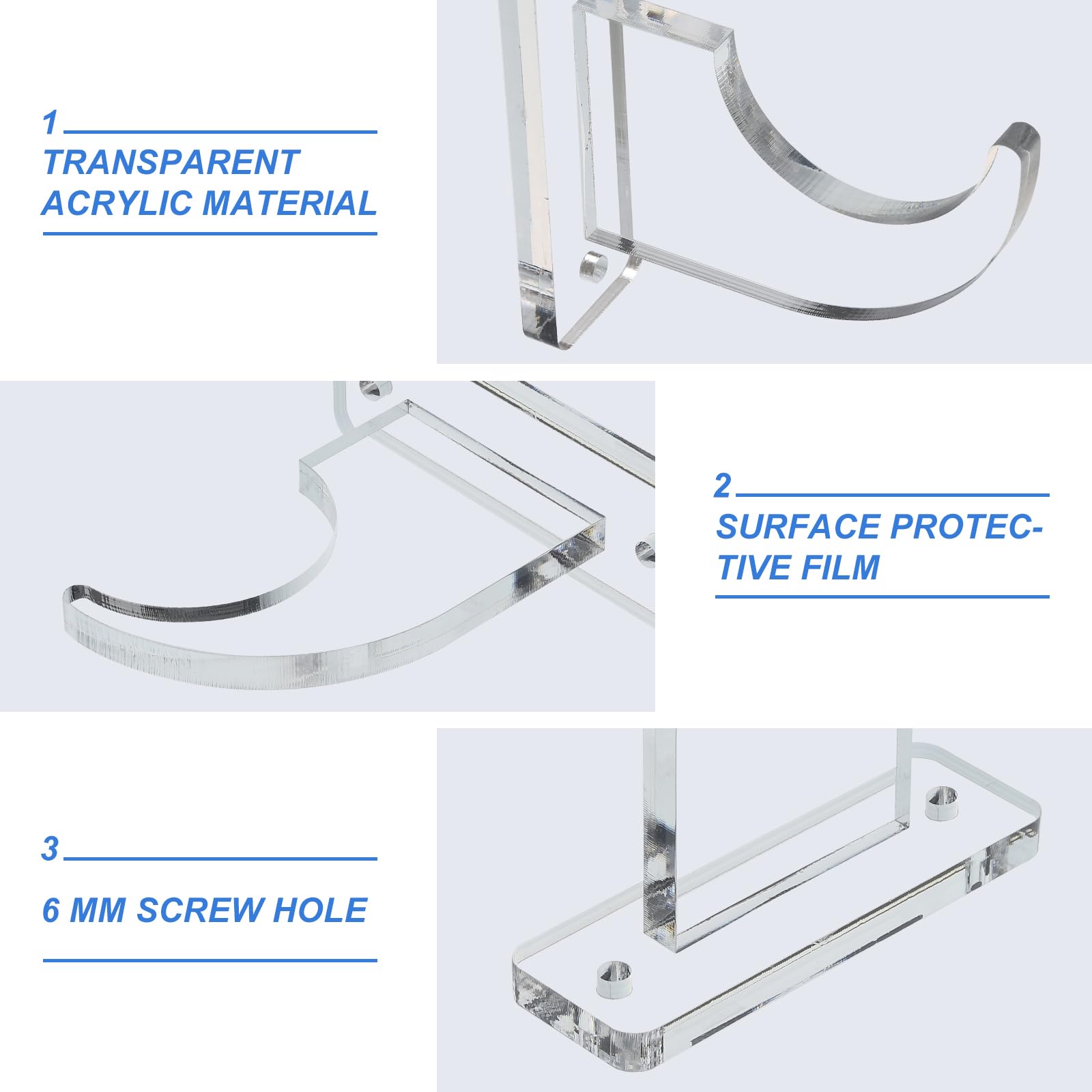 uxcell Soporte de pared para espada, 3 juegos de acrílico para exhibición de sable de luz, soporte de espada para montaje en pared, soporte de pared para espada de sable de luz, transparente