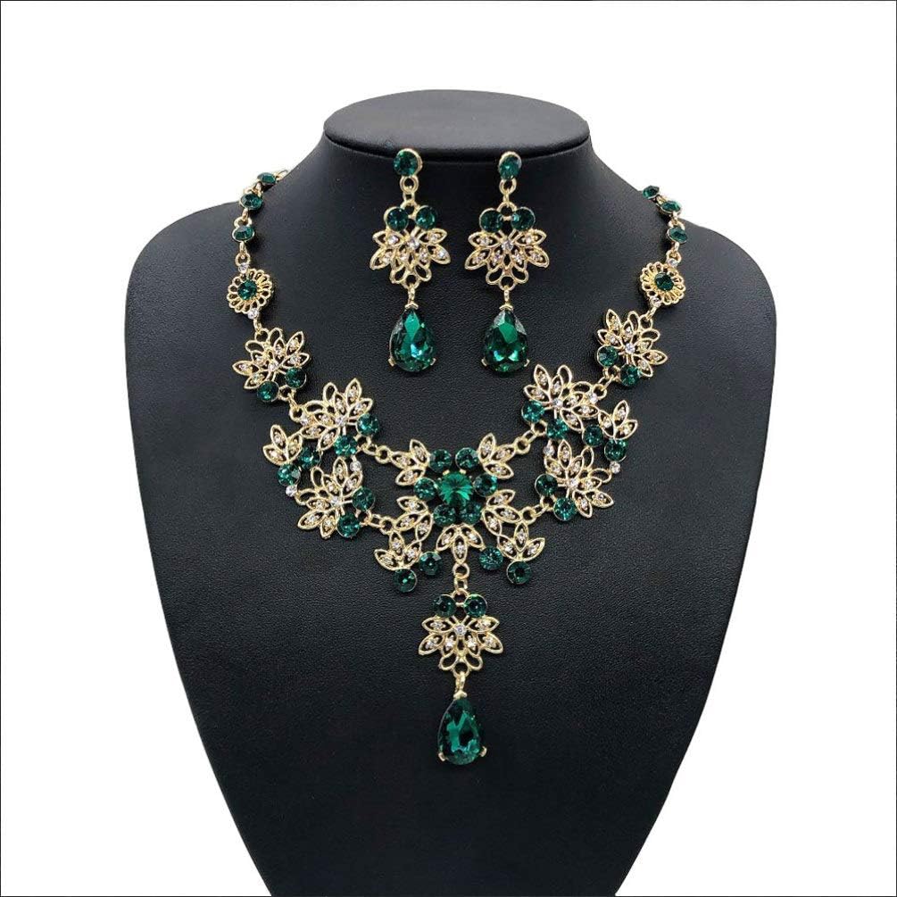 Vista 5 de Holibanna Rhinestone Jewelry Set Crown Necklace Earrings Wedding Jewelry Set Baroque Crown with Comb for Party Banquet