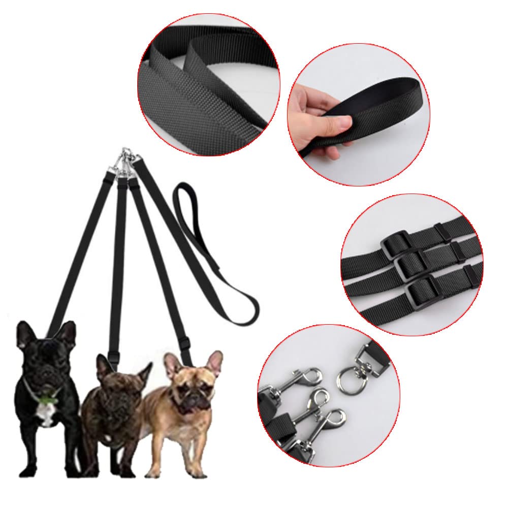 Guinzaglio Triplo Per Cani - 3 In 1, Nylon Regolabile, Per Due Cani - Foto 4