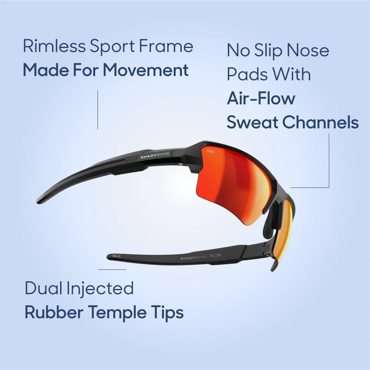 Shady Rays Talon Mens | Semi-Rimless Sport Polarized Sunglasses - Image 7