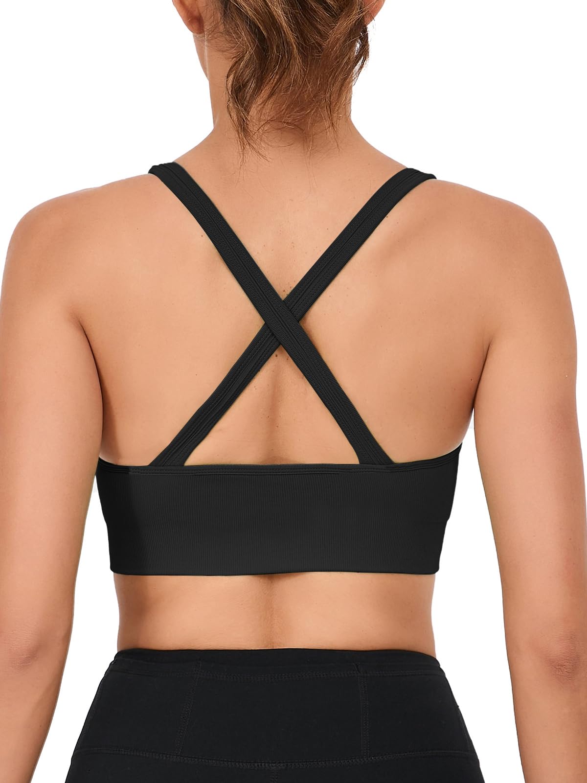 RUNNING GIRL Sports Bras for Women,Seamless Strappy Sports Bra High Support Crisscross Back with Removable Pads