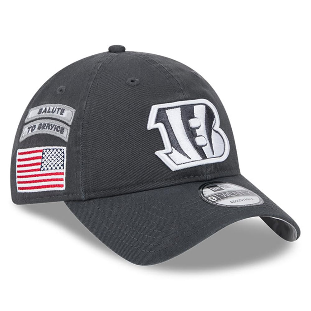 New Era Men's Cincinnati Bengals, Graphite Nfl 2024 Salute To Service 9Twenty Adjustable Hat
