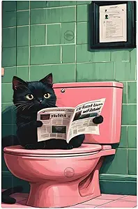 Decorative Light Switch Cover Plate Funny Black Cat Newspaper Pink Toilet 1 Gang No Device Single Blank Outlet Covers Wall Plate Cover Switchplate Electrical Faceplate