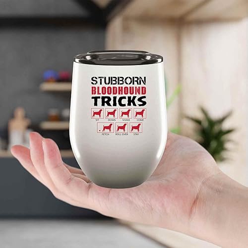 Miniatura 3 de Novelty Gift Stubborn Bloodhound Training Tips, Pet Owner Gift - Amusing Canine Admirers 12oz Wine Tumbler Cup
