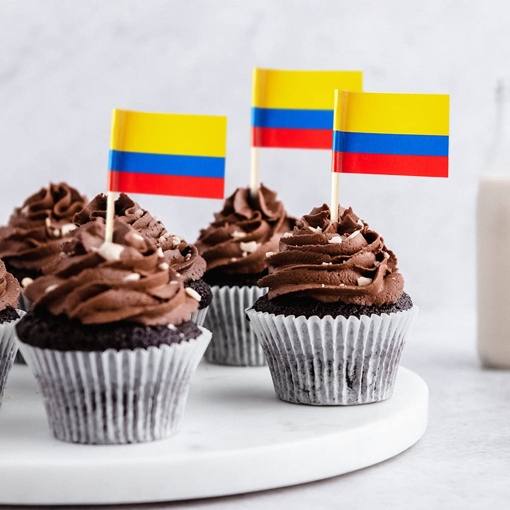 100 Stück Kolumbien-Flaggen Zahnstocher – Cupcake-Topper & Deko Für Partys