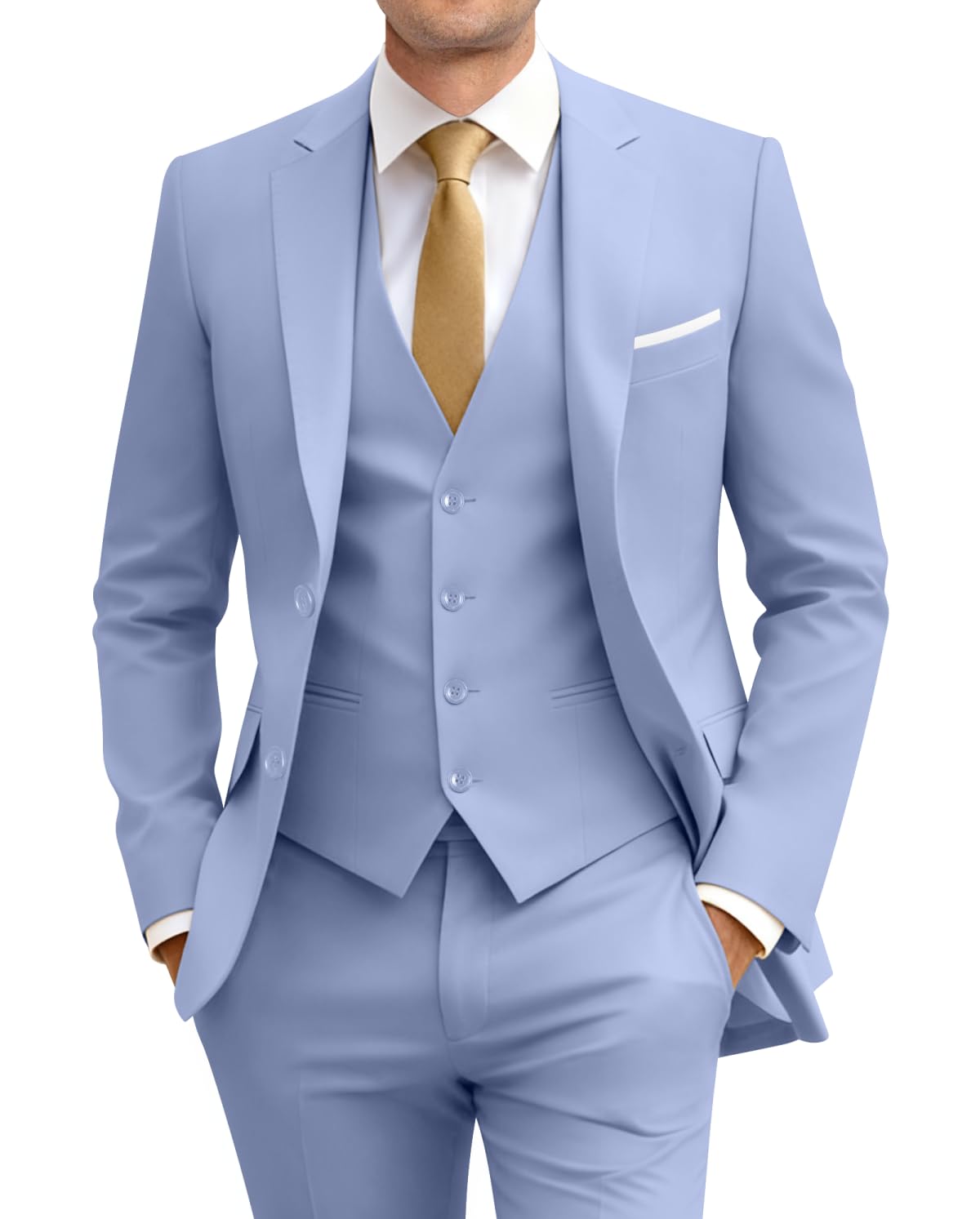 Men's Slim Fit 3 Piece Suit Set with Tie