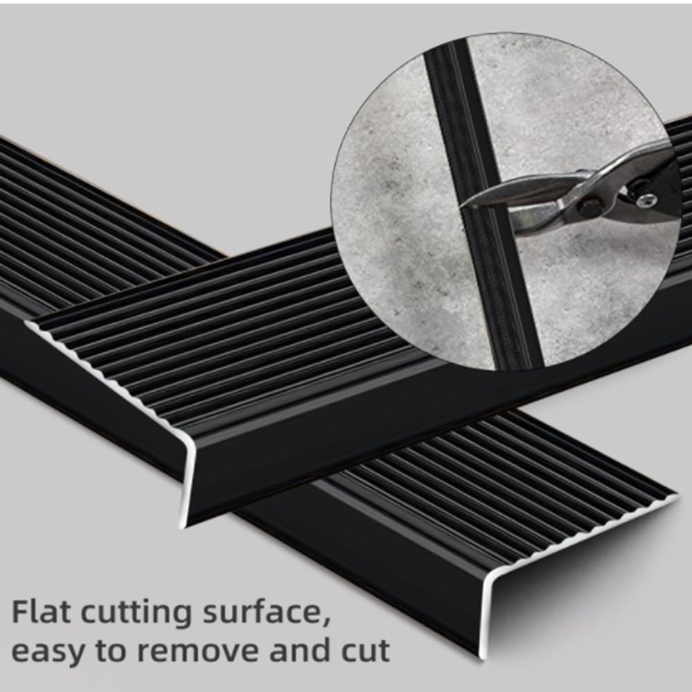Tiras de tratamiento de suelo antideslizantes de aluminio para escalera, protector de borde de escalera, cubiertas de umbral de esquina seguras, acabado plateado