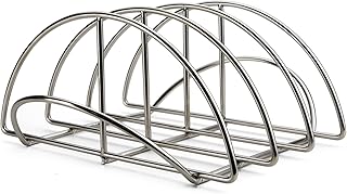 BBQ Rib Racks for Grilling and Smoking, Stainless Roasting Rack - Replacement Joe Classic Rib Rack for Holding 3 Full Ribs, Smoker Parts for Green Egg M/L/XL, Weber, Akorn Jr, BGE Kamado Accessories