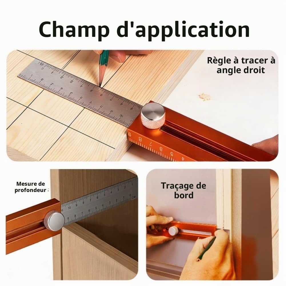 Niveau de marquage multifonctionnel, règle extensible en alliage d'aluminium avec bulle pour le travail du bois, mesure et positionnement, outil portable précis pour le bricolage