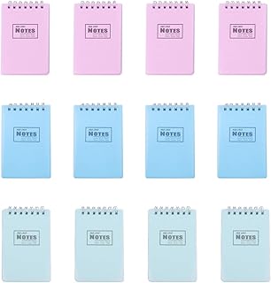 NUOBESTY Caderno pequeno com 12 peças, espiral, caderno, caderno, caderno, caderno, bloco de anotações, portátil, (cor aleatória)