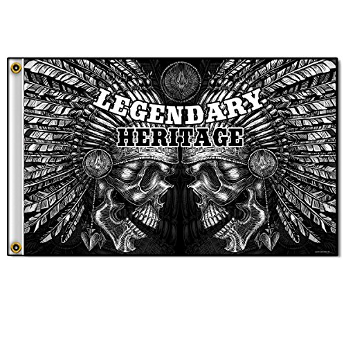 Biker Flag - INDIAN HEADBUTT, LEGENDARY HERITAGE - 3  x 5 