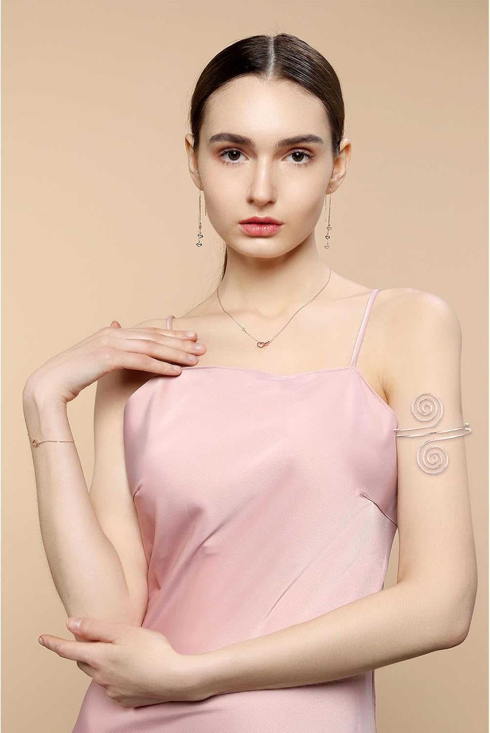 6Pcs Arm Cuff Gold Upper Arm Cuff Bracelets Bangle Jewelry Adjustable Armband Set for Women - Image 3