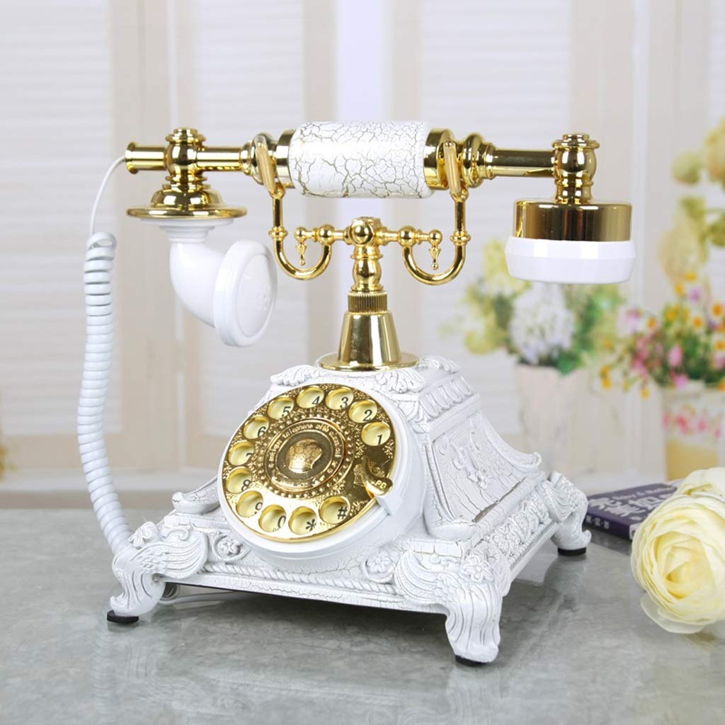 Retro klasyczny telefon stacjonarny, nowy antyczny telefon telefon retro z funkcjonalną tarczą obrotową, brązowe metalowe wykończenie telefon biurowy telefon domowy wystrój salonu brązowe metalowe w