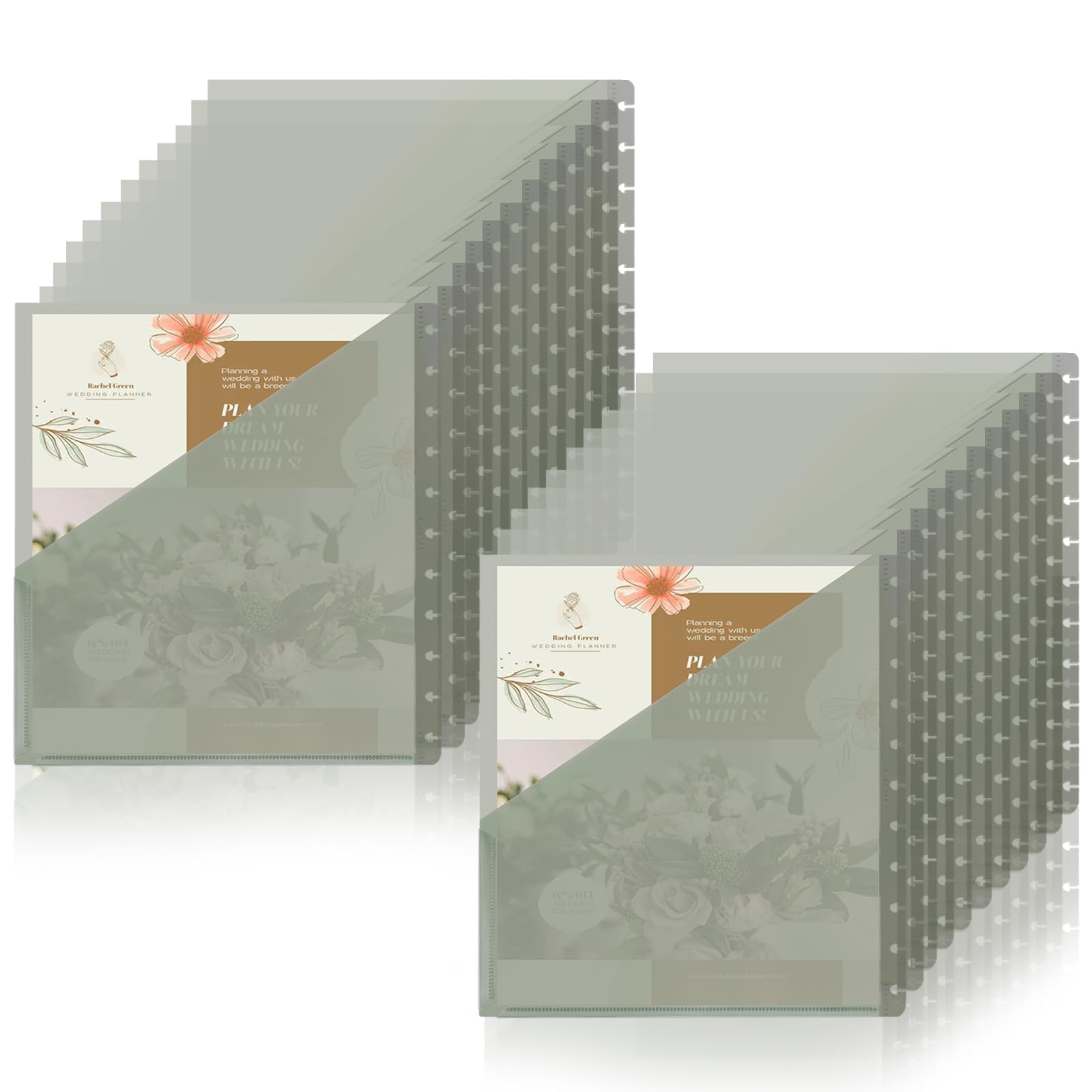 24 Pieces Letter Size Discbound Pocket Dividers Discbound Pockets 8.5 x 11 Discbound Dividers Classic 11 Disc Planner Pocket Folder Discbound Notebook Accessories for Office