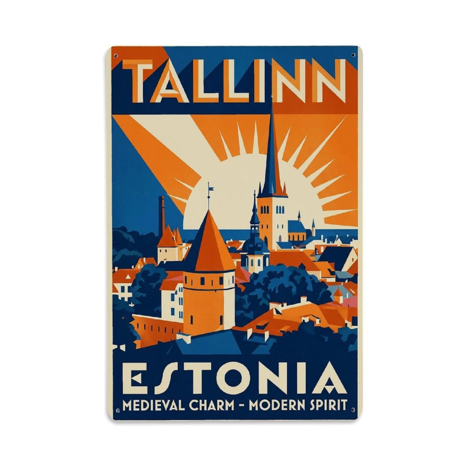 Retro Travel Estonia Tallinn Metal Tin Sign