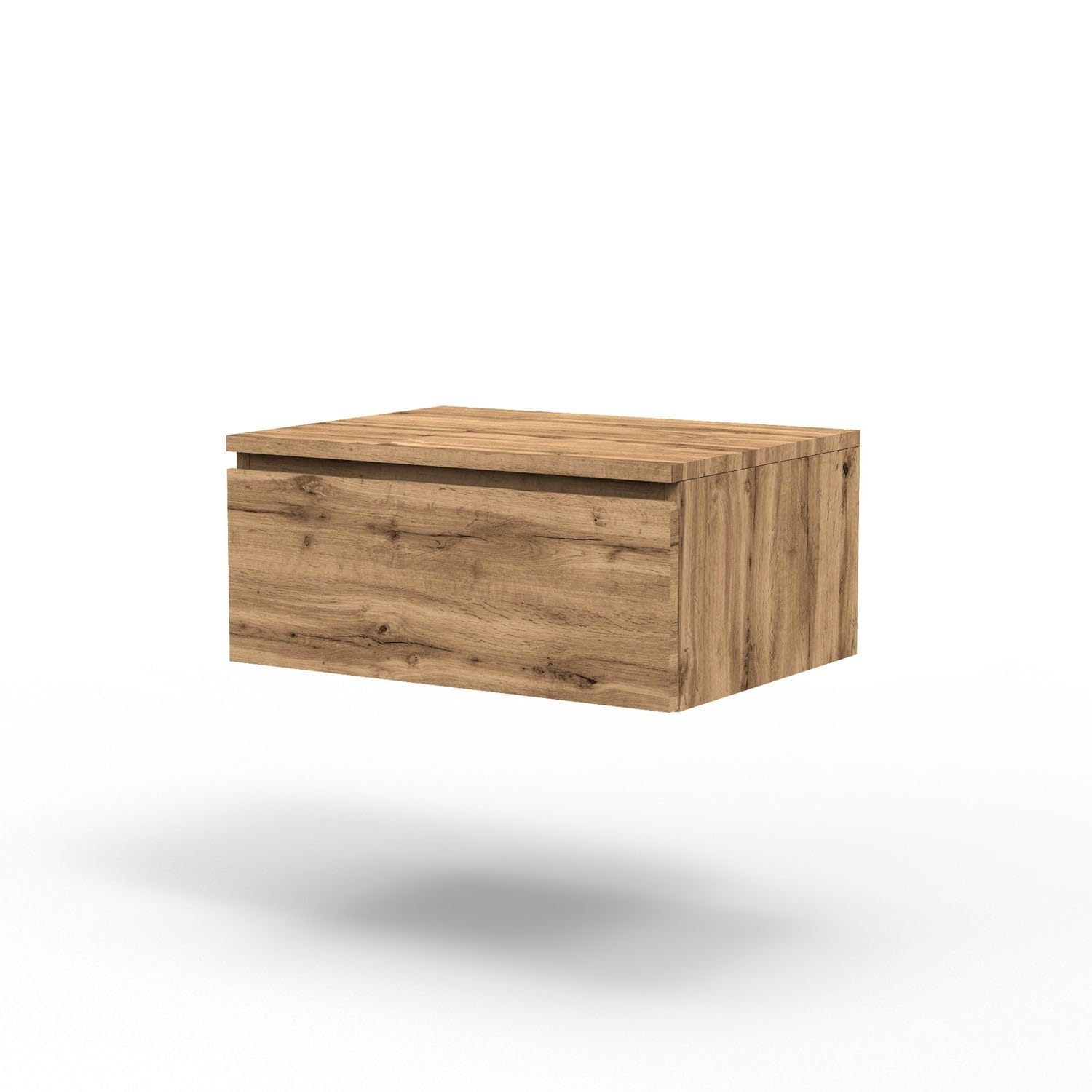AQA DESIGN accessori casa base con top 1 cassetto, base sospesa in melaminico antigraffio colore quercia, top in melaminico antigraffio colore - Quercia - 60x45x27 cm