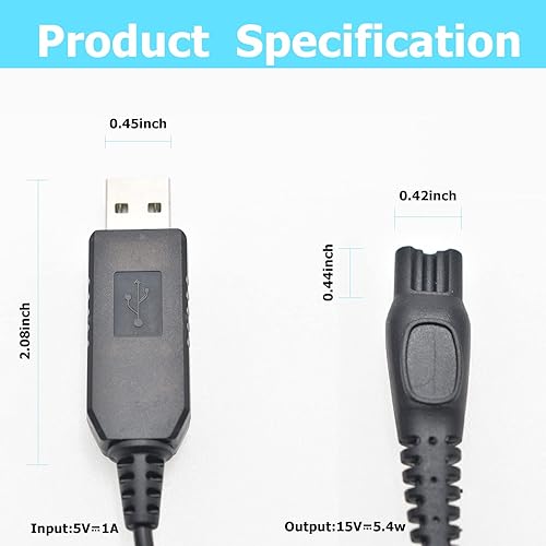 Miniatura 3 de HQ8505 - Cable de carga para afeitadora Philips Norelco HQ8505 3000 5000 7000 Series mg7790 mg5750 Afeitadora eléctrica recortadora de barba