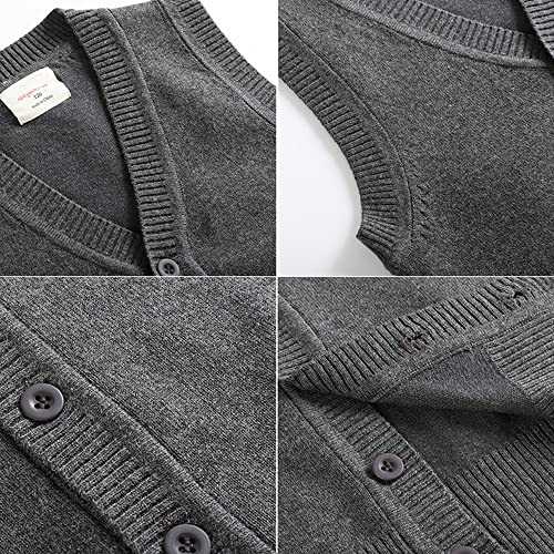 Image of Girls Boys School Uniform Sweater Vest Button Down V-Neck Classic Soild Knit Cardigan Tops