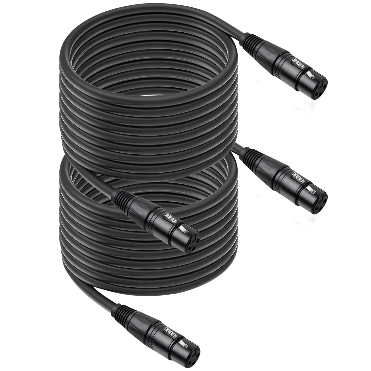 Confezione da 2 cavi audio professionali bilanciati da XLR femmina a femmina, 10 m, con connettori placcati in oro e rame privo di ossigeno, per sistemi di studio, palcoscenico, PA