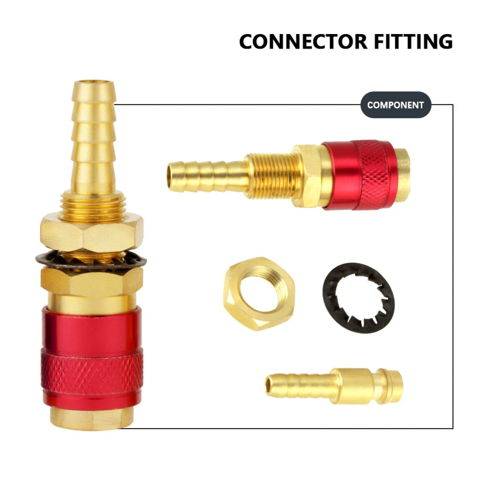 3Pcs Quick Connectors 8mm Brass Connector Fitting Water Cooled & Gas Adapter Argon Quick Connect Fittings for TIG Welding Torch