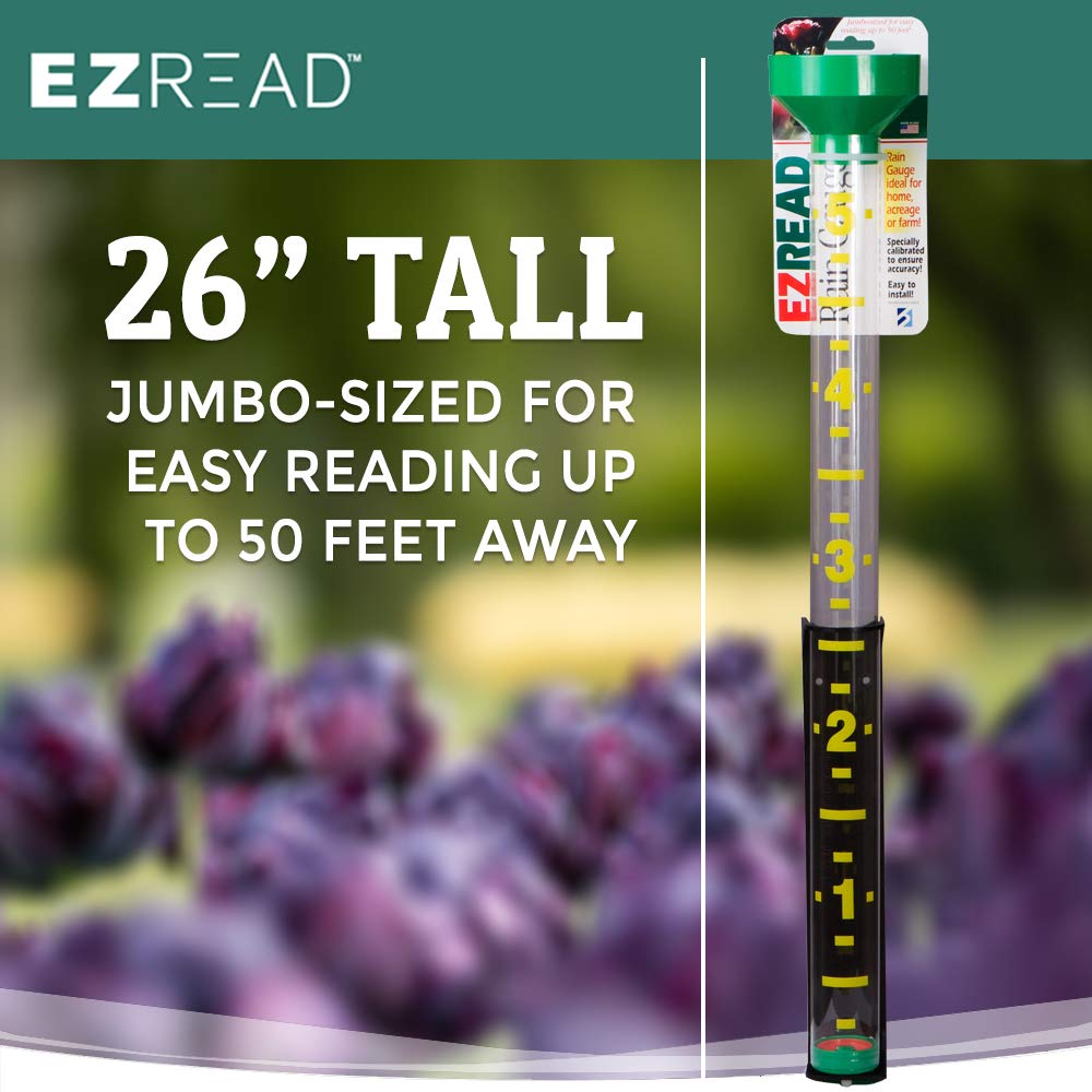 EZRead - Jumbo EZRead Rain Gauge with Float 820-0002 - Easy To Read, Waterproof,For Outdoor Use, 26 Inches Tall